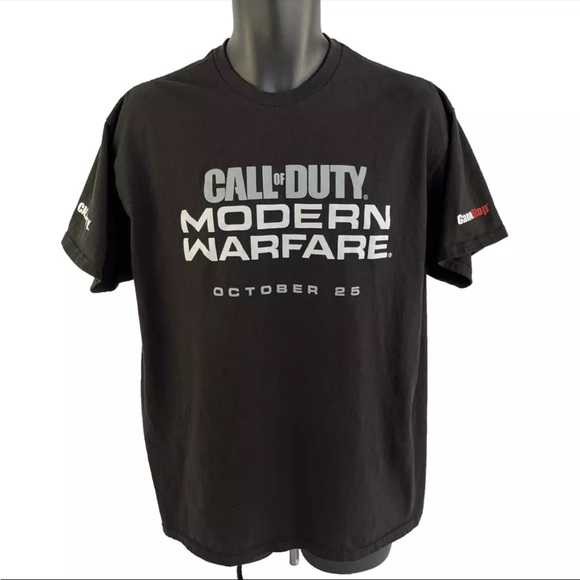 Call of Duty Modern Warfare T-Shirt Mens Size L Black Gamestop Promo Release - Picture 1 of 8